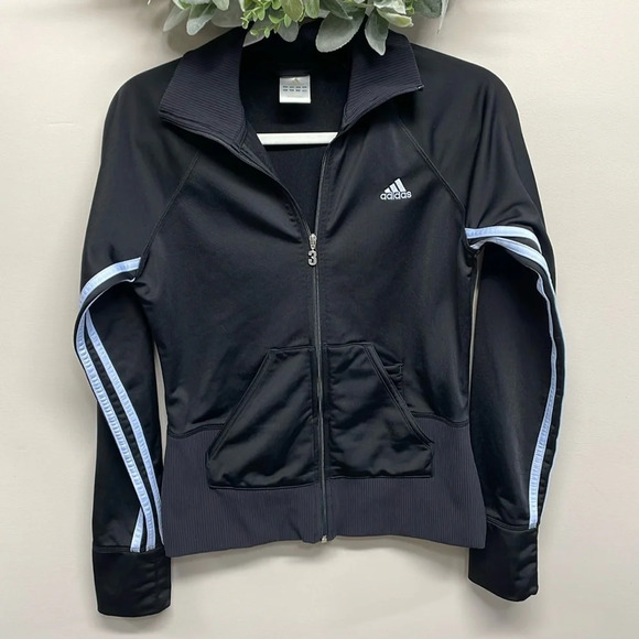 Adidas Full Zip Warm Up 3 Stripe Track Jacket AZF001 Black M - Picture 1 of 16